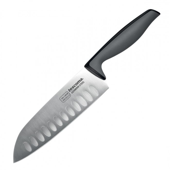 Értékes santoku kés, Tescoma, 16 cm, rozsdamentes acél / műanyag, szürke / fekete