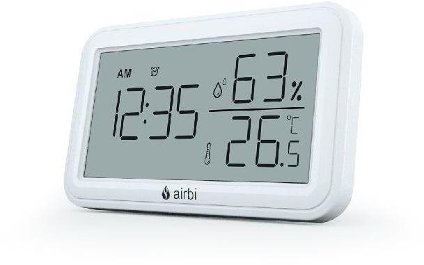 Airbi LINE - Szobahőmérő és páratartalom-mérő órával - fehér