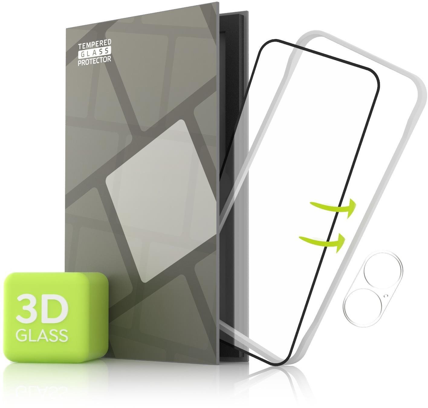 Tempered Glass Protector Huawei P50 Pro 3D üvegfólia - keret, 3D Glass + kamera védő fólia + felhelyező keret