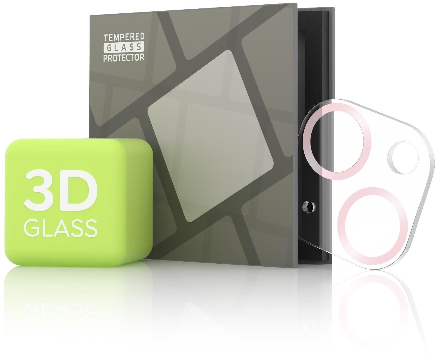 Tempered Glass Protector iPhone 13 mini / 13 kamerához - 3D Glass, rózsaszín (Case friendly)