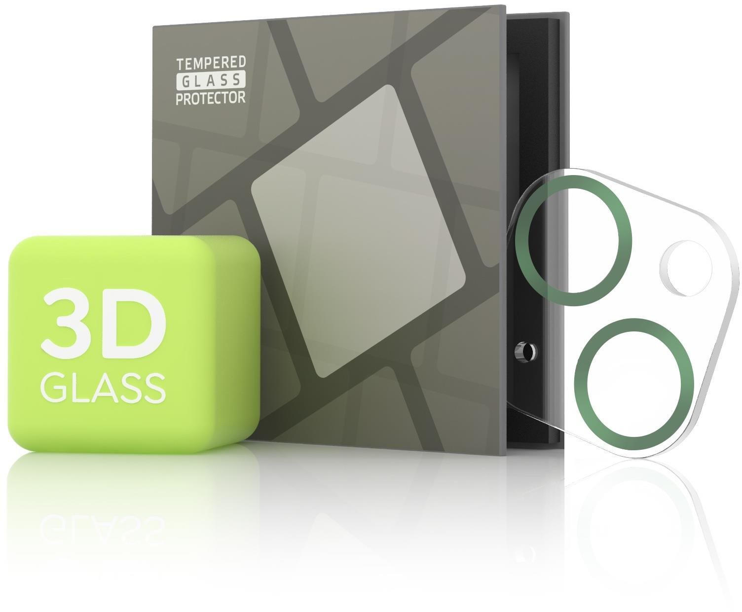 Tempered Glass Protector iPhone 13 mini / 13 kamerához - 3D Glass, zöld (Case friendly)