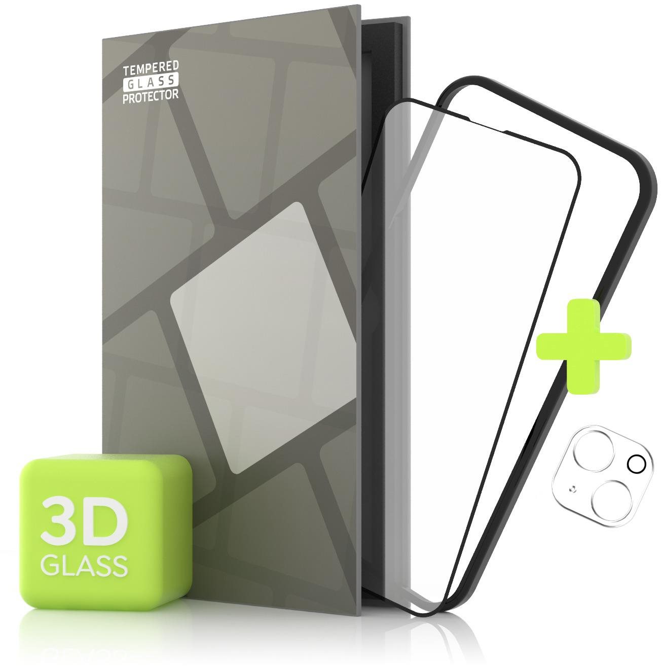 Tempered Glass Protector iPhone 13 3D üvegfólia + kamera védő fólia + felhelyező keret - Case Friendly