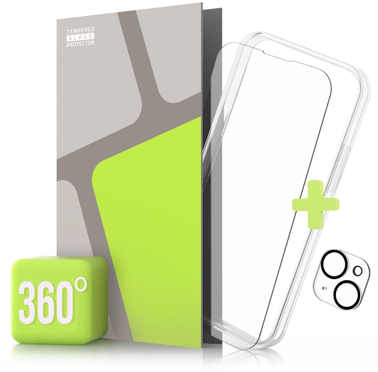 Tempered Glass Protector 360° az iPhone 14-hez + kameravédő + védőkeret