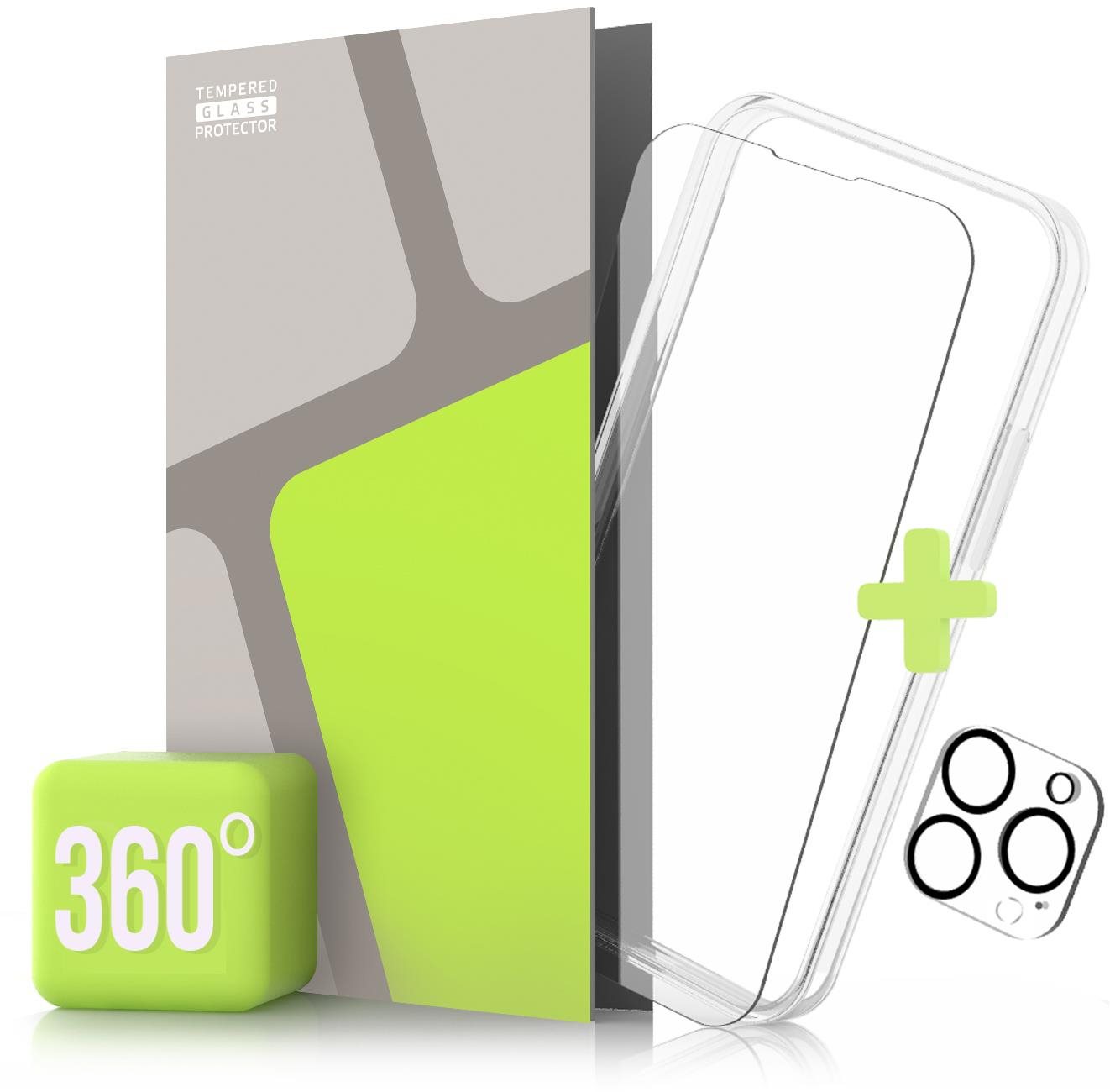 Tempered Glass Protector 360° az iPhone 14 Próhoz + kameravédő + védőkeret