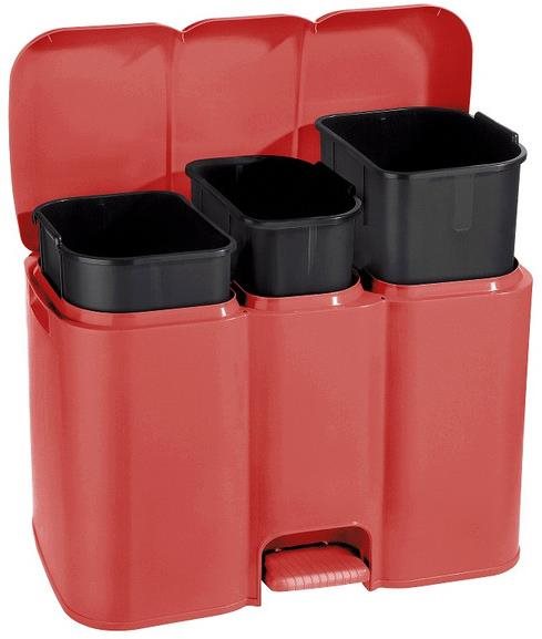 Szemetes Tontarelli Válogatott hulladékgyűjtő Patty 3 darabos piros színű, 13 L + 8 L + 13 L