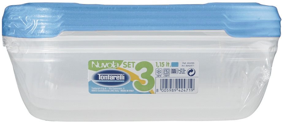 Tontarelli Élelmiszertartó doboz 3x1,15L Nuvola kék
