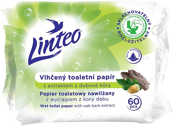 LINTEO Nedves toalettpapír tölgyfakéreg kivonattal (60 db)