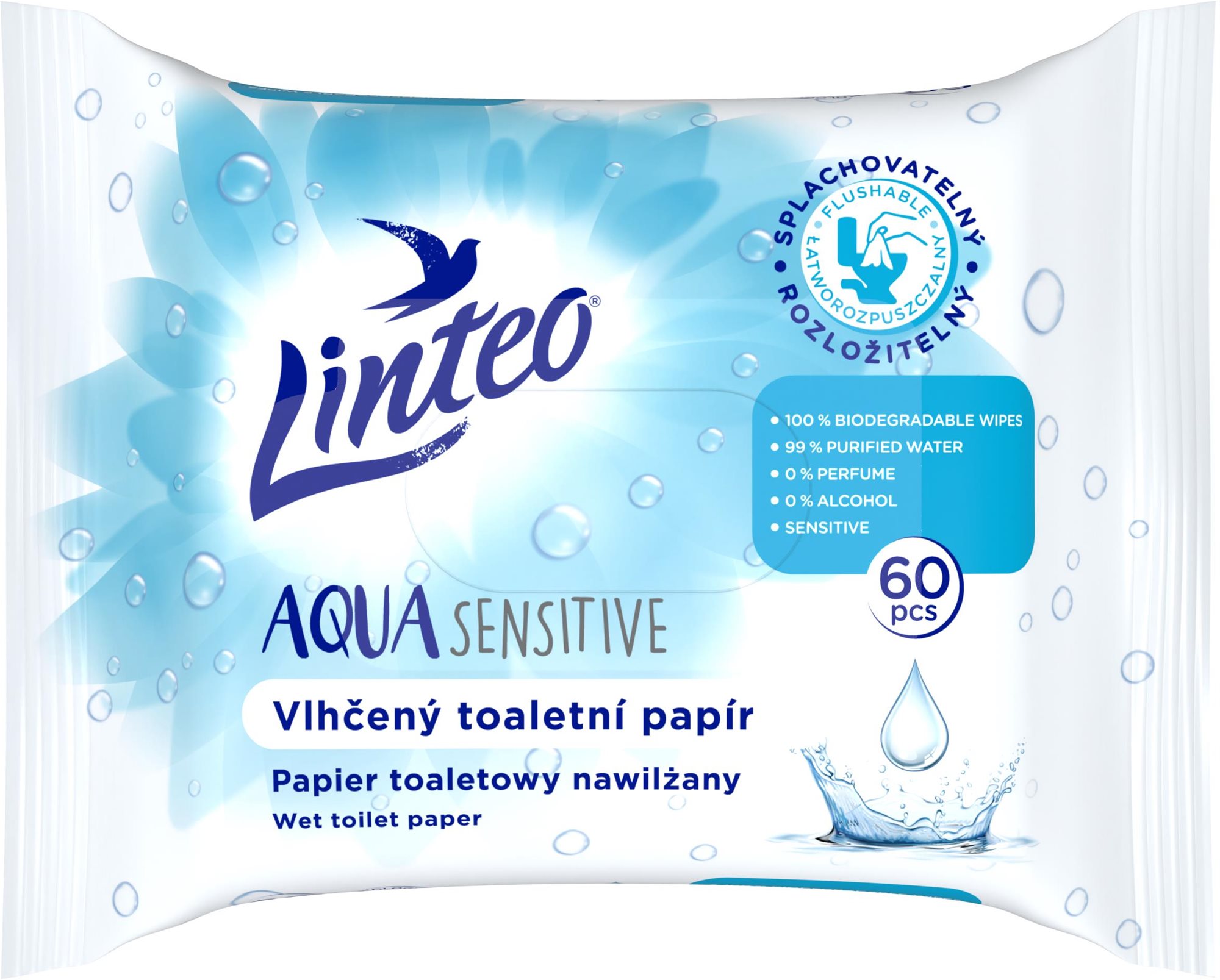 LINTEO Nedves toalettpapír Aqua Sensitive 60 db