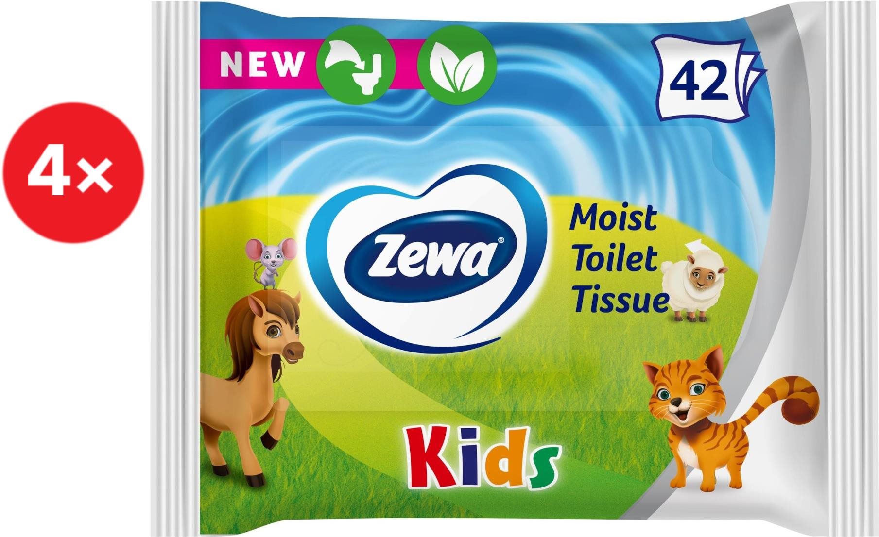 Nedves wc papír ZEWA Kids Nedves toalettpapír (4× 42 db)