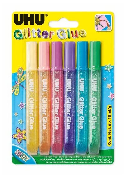 UHU Glitter Glue 6 x 10 ml csillogó ragasztó