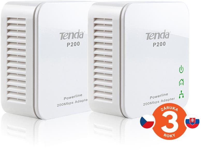 Tenda P200 kit Powerline Mini 2x Adapter, 200 Mb/s, 2x LAN port, Plug & Play, úsporný režim