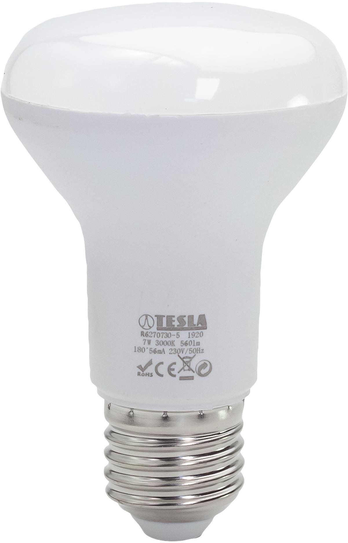 LED izzó TESLA LED REFLECTOR R63, E27, 7 W, 630 lm, 3000 K, meleg fehér