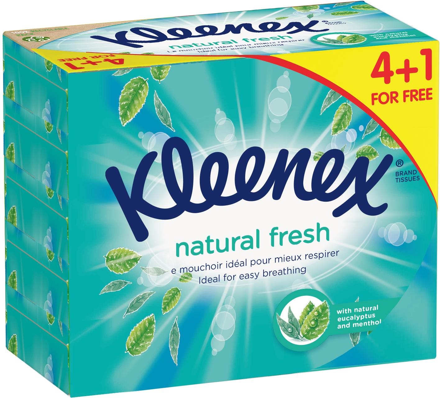 Papírzsebkendő KLEENEX Natural Fresh Box 5× 64 db (320 db)