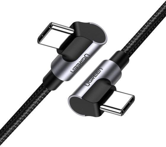 UGREEN Angled USB-C M/M Cable Aluminium Shell with Braided 1m Black