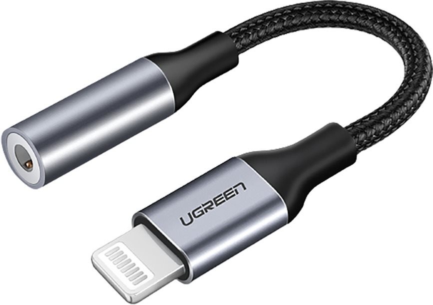 UGREEN Lightning M/F Round Cable Aluminum Shell with Braided 10cm Black