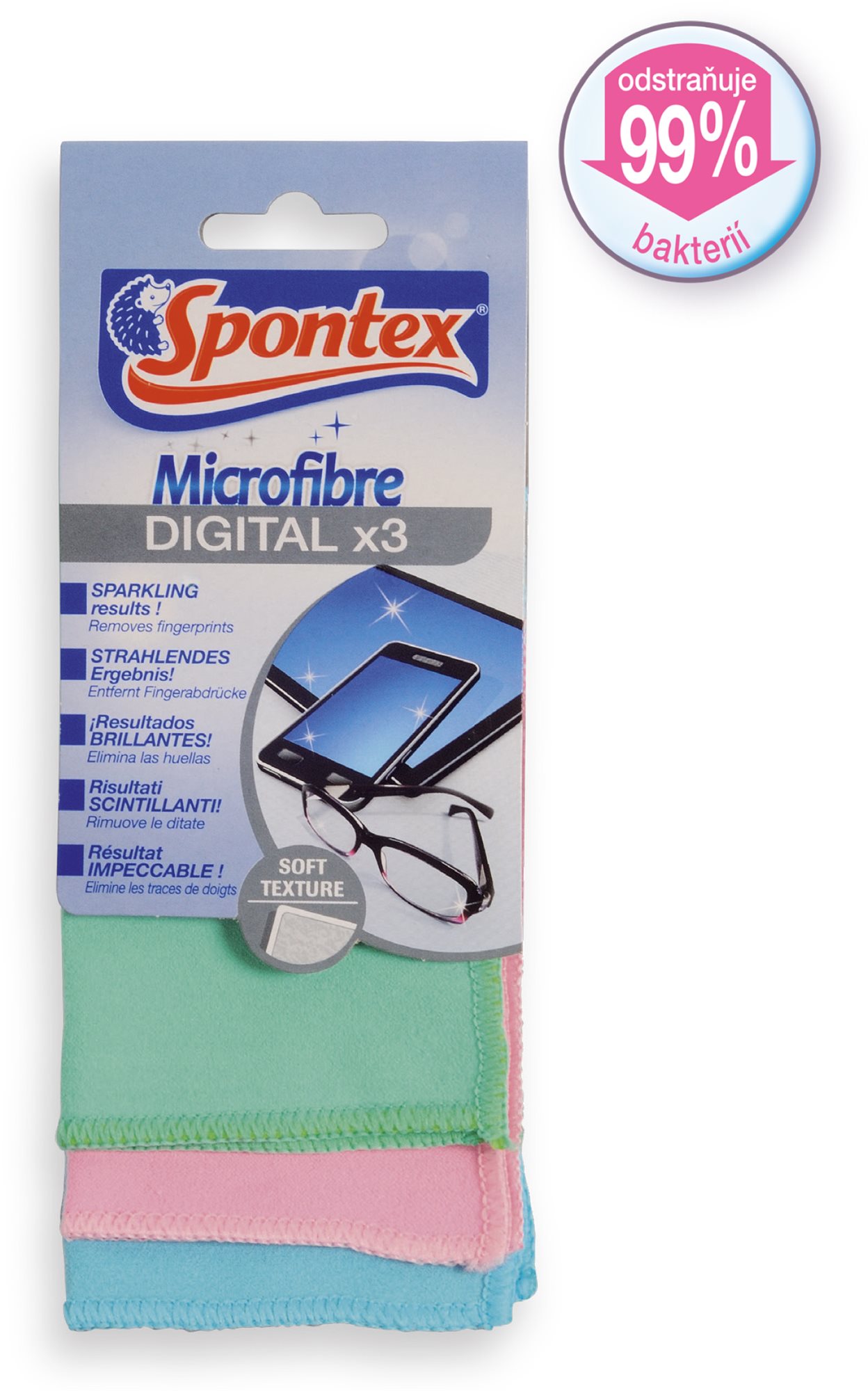 SPONTEX 3 Digital Mikroszálas kendő 15 x 15 cm