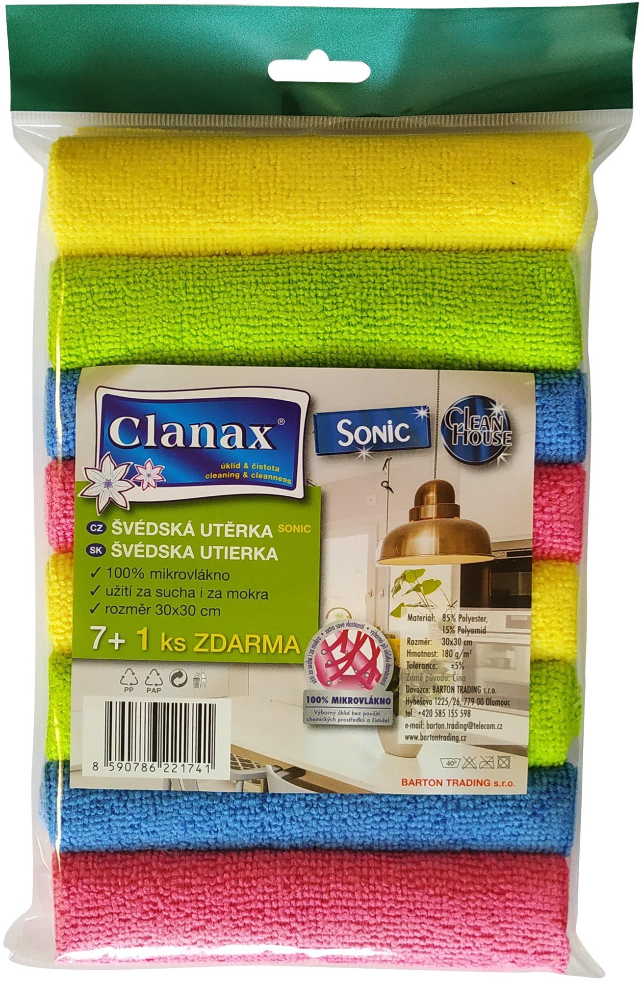 CLANAX Sonic Svéd törlőkendő 30 × 30, 8 db