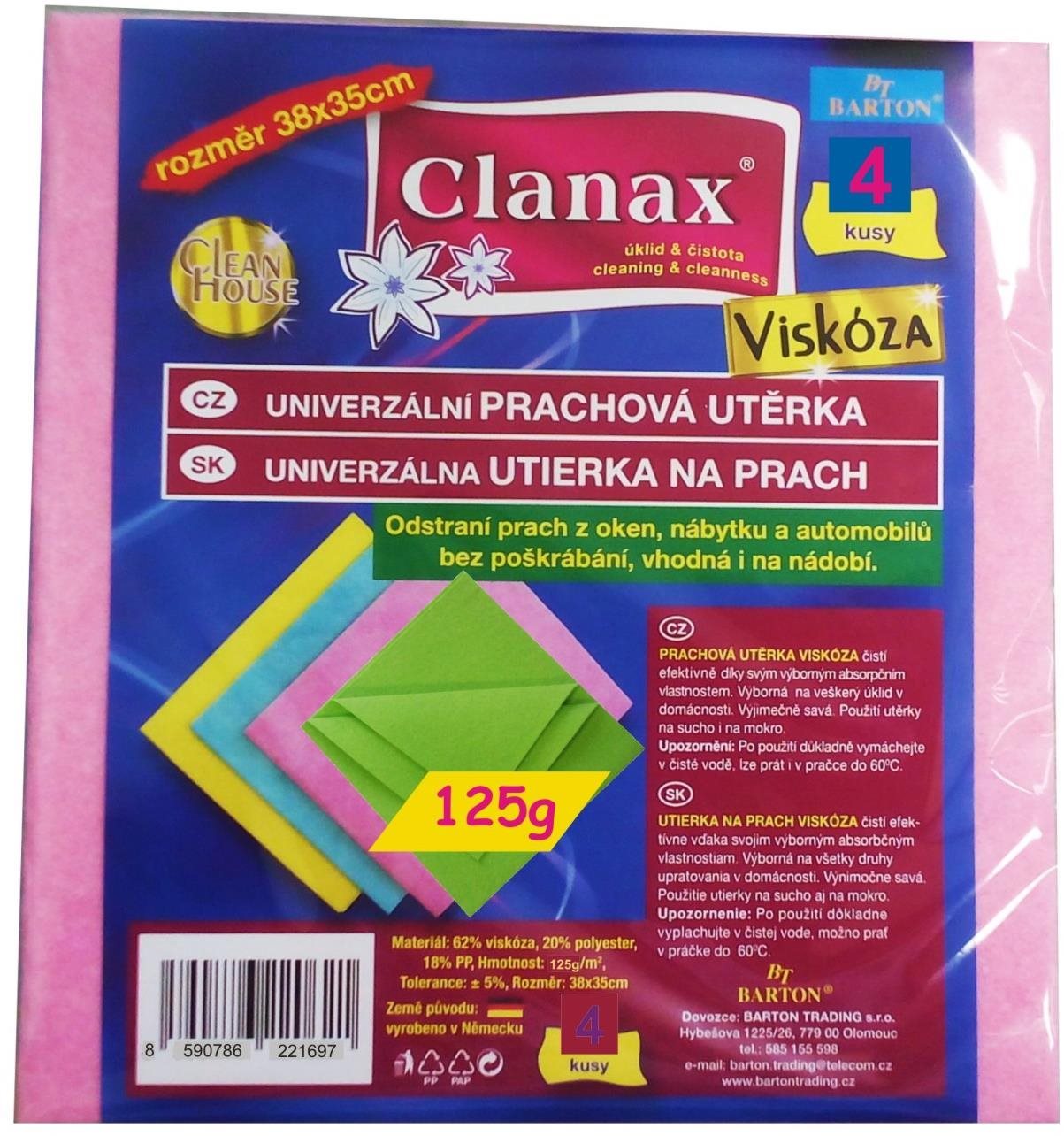CLANAX viszkóz kendő 125 g, 35 × 38 cm, 4 db