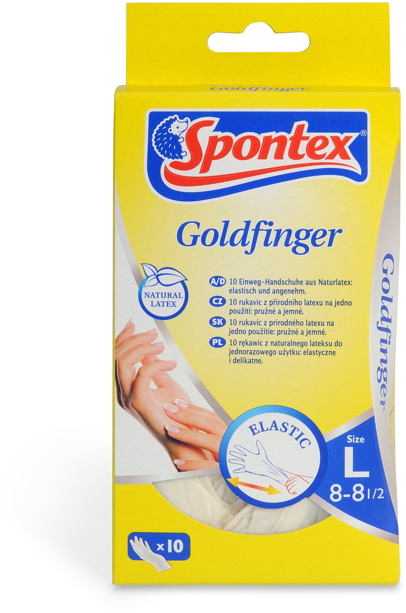 SPONTEX Goldfinger eldobható latex kesztyű 10 db L