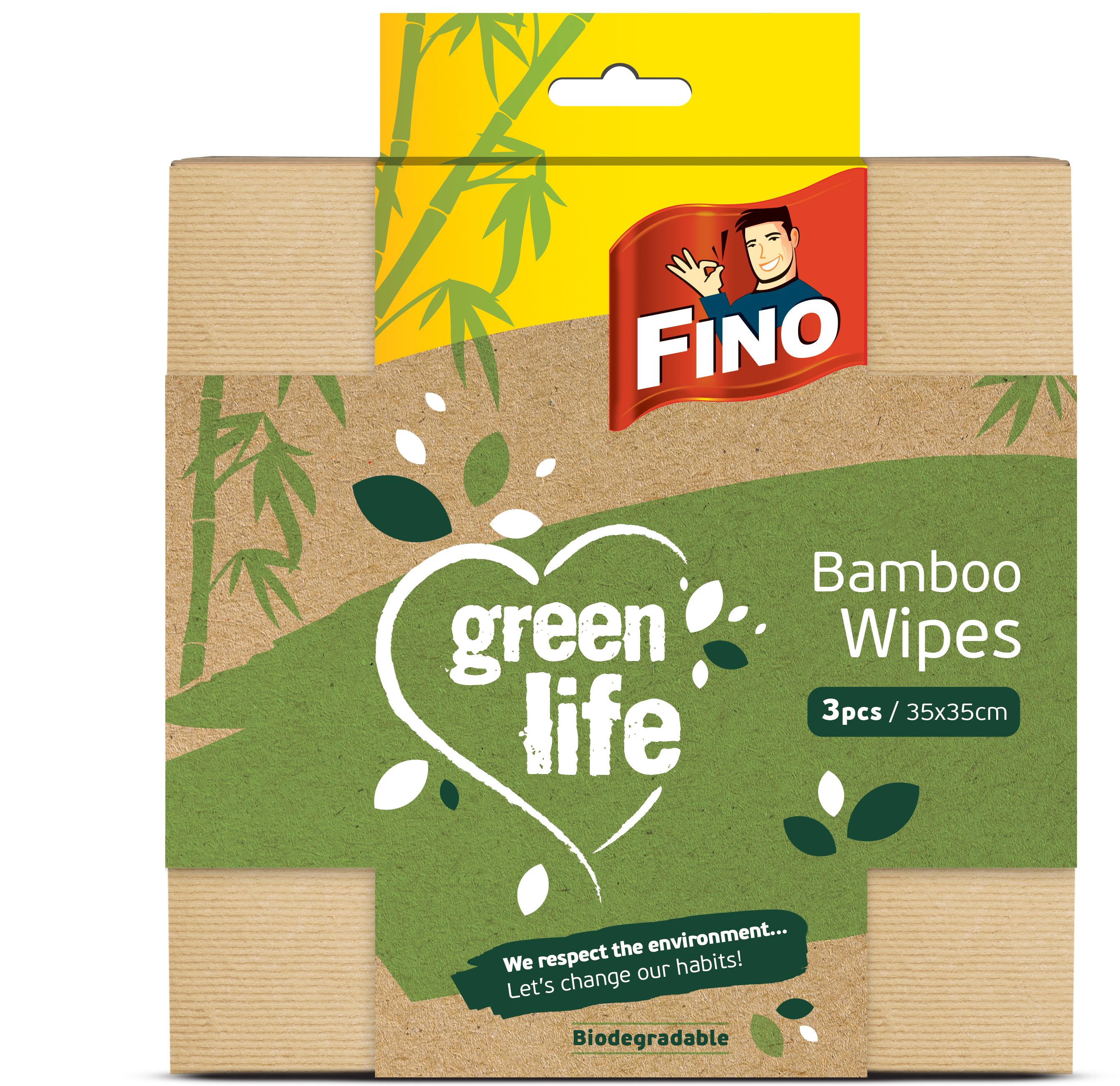 FINO Green Life multifunkciós törlőkendő, bambusz, 3 db