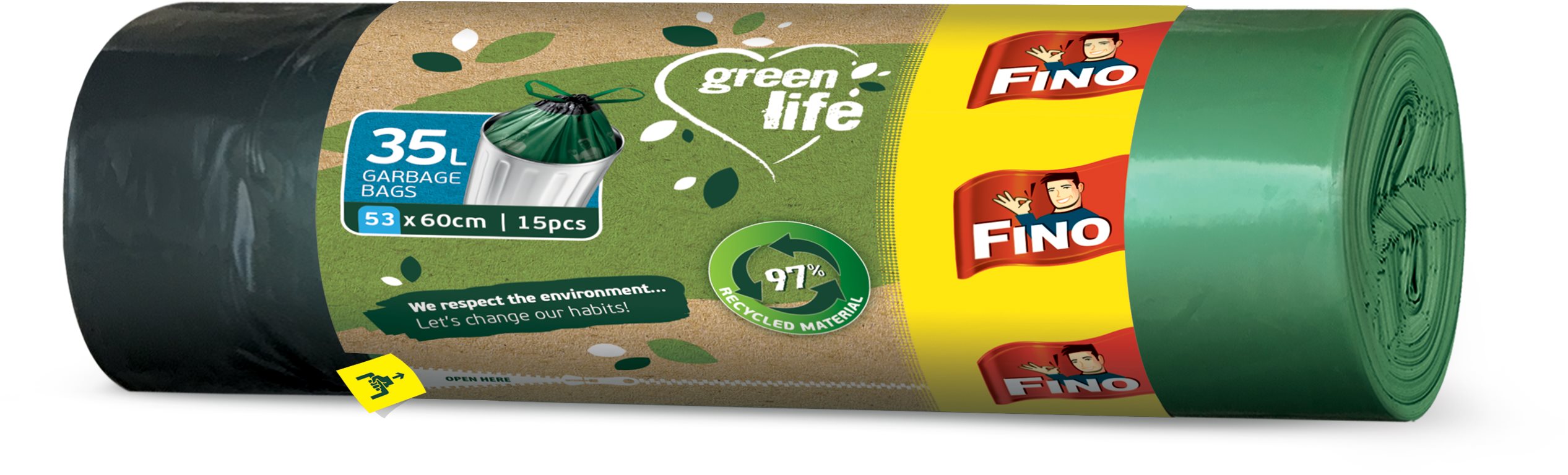 FINO LD Green Life zárható szemeteszsák 35 l, 15 db