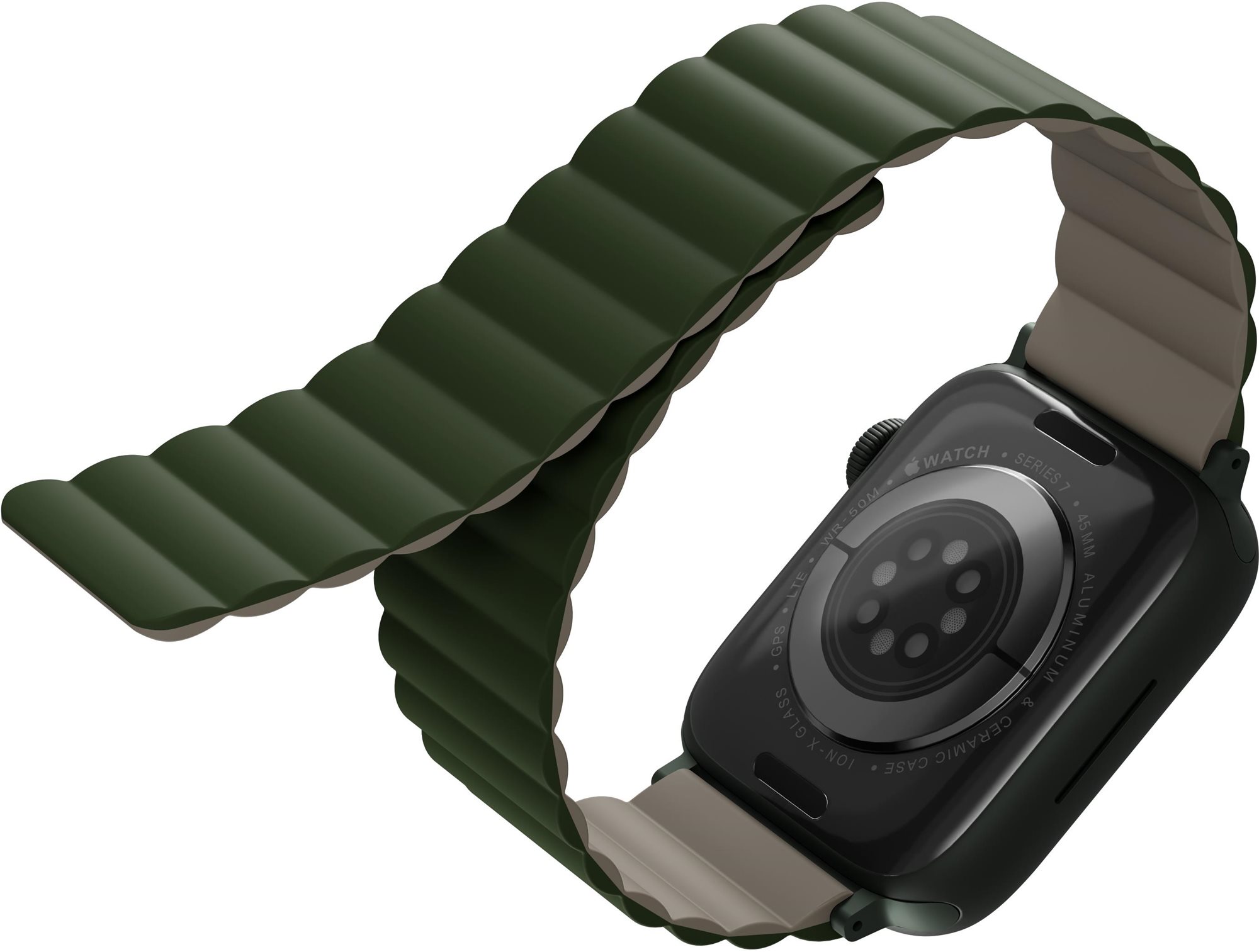 Uniq Revix Reversible Magnetic Apple Watch 42/44/45/Ultra 49mm - zöld/bézs