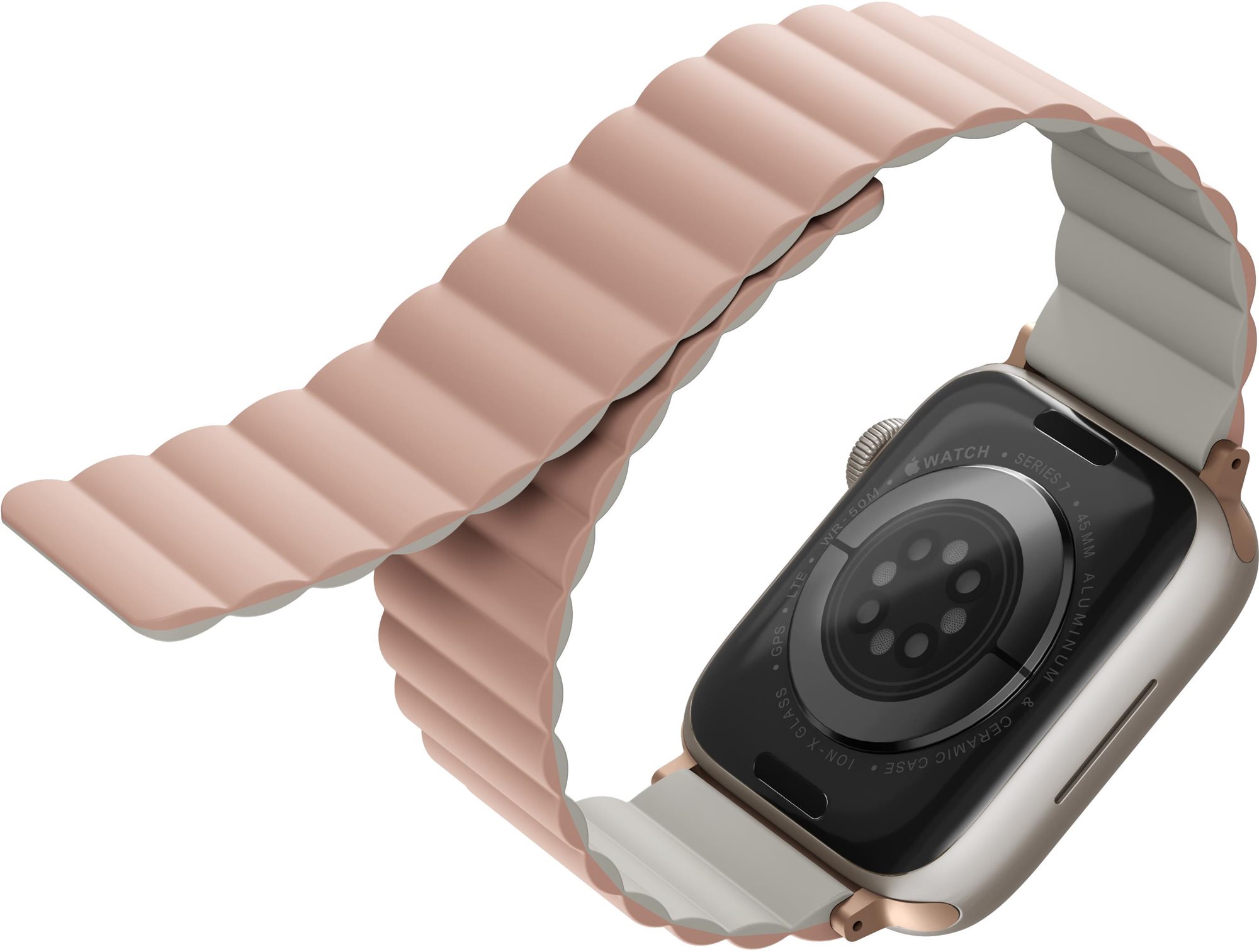 Uniq Revix Reversible Magnetic Apple Watch 42 / 44 / 45 / Ultra 49mm - rózsaszín - bézs