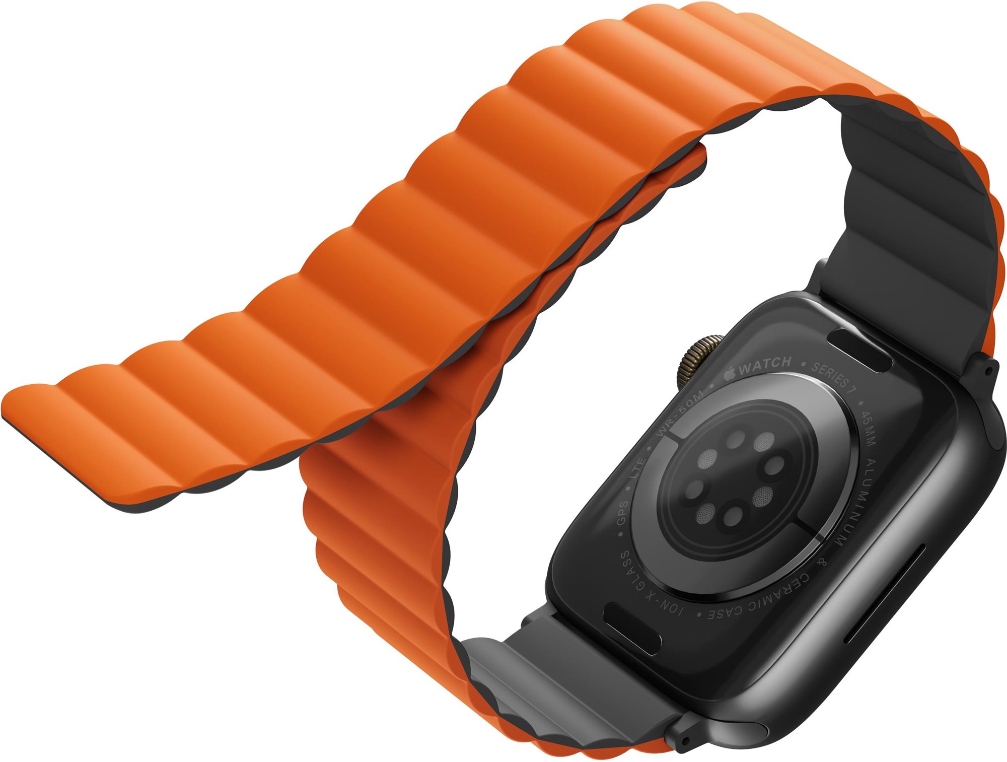 Uniq Revix Reversible Magnetic Apple Watch 42 / 44 / 45 / Ultra 49mm - szürke - narancsszín