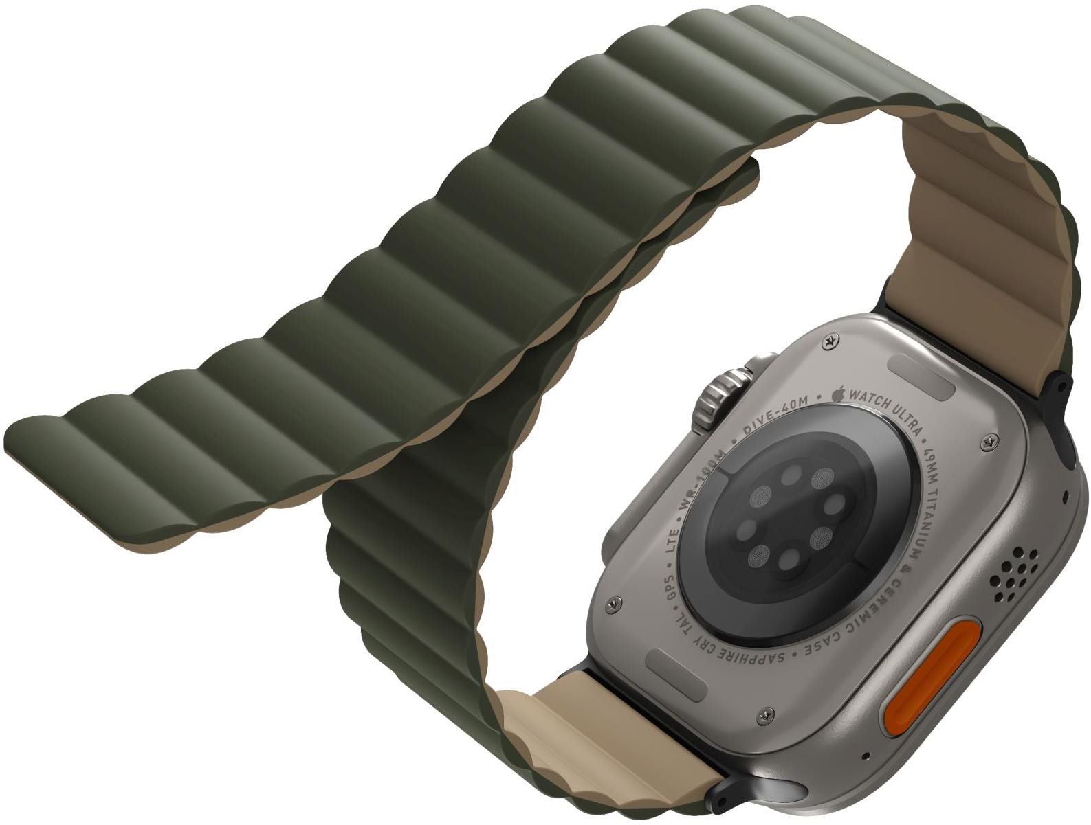 UNIQ Revix Reversible Magnetic Apple Watch 42/44/45/Ultra 49mm - zöld/barna