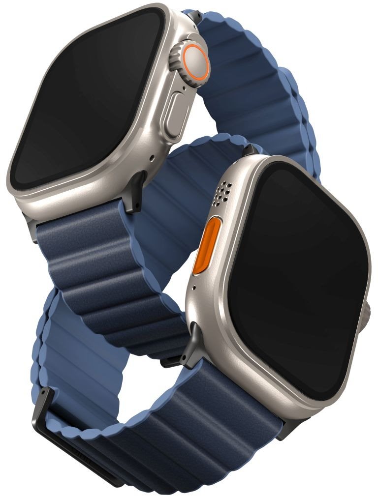 Uniq Revix Premium Edition Reversible Magnetic řemínek pro Apple Watch 49/45/44/42mm tmavě modrý/svě
