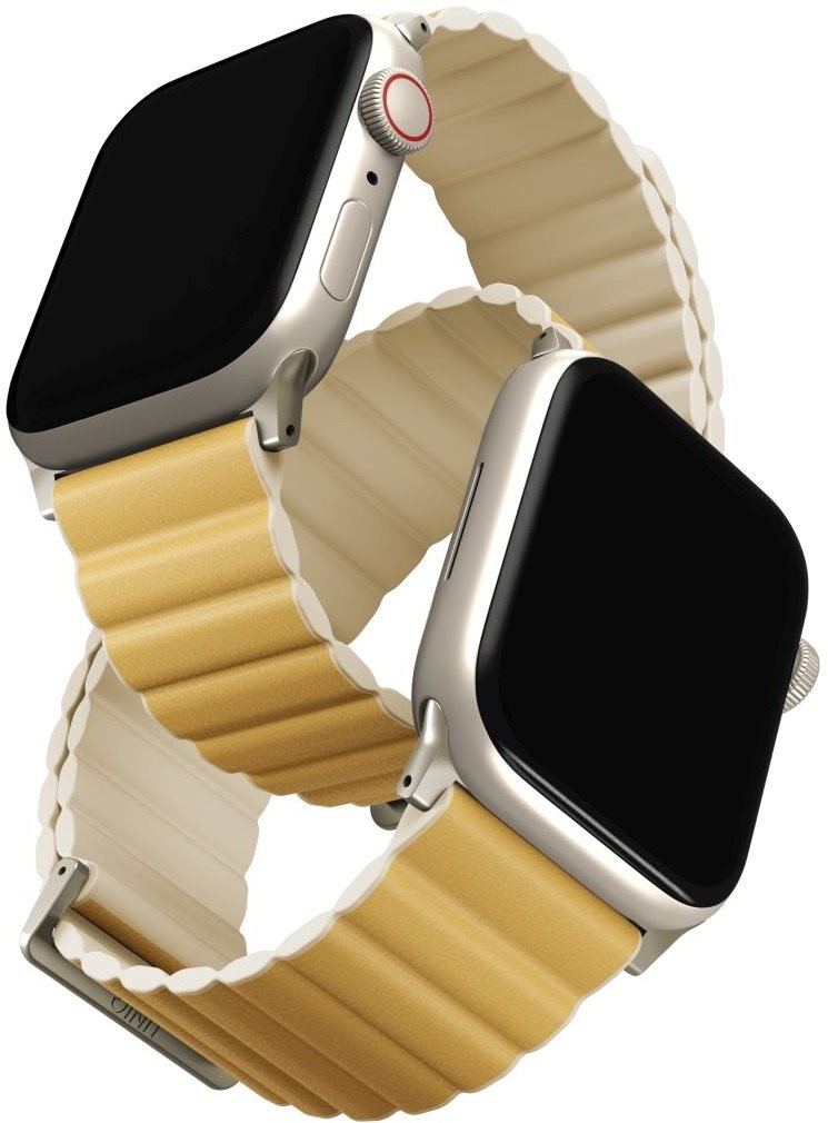 Uniq Revix Premium Edition Reversible Magnetic řemínek pro Apple Watch 49/45/44/42mm žlutý/béžový