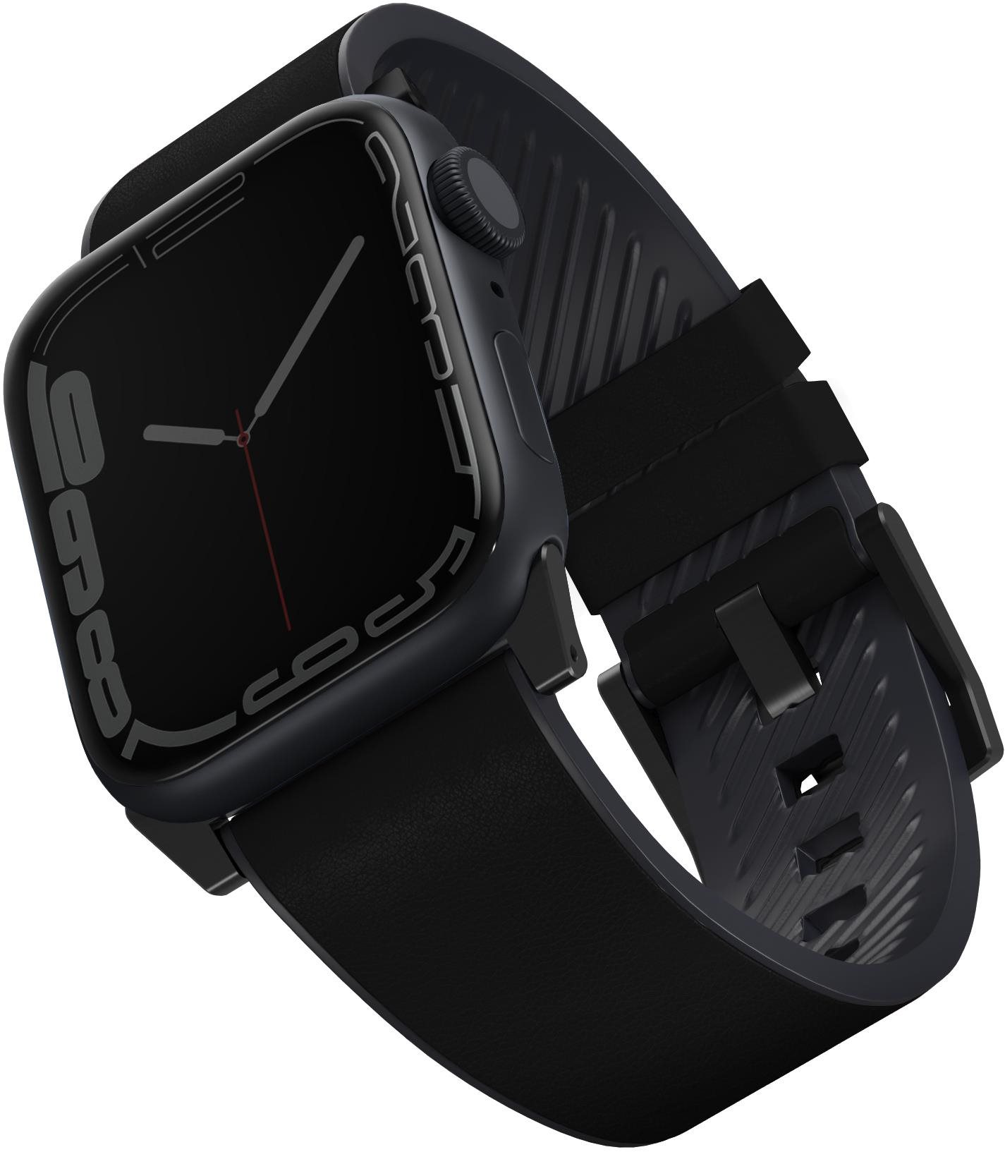 Uniq Straden Vízálló bőrszíj Apple Watch 42/44/45/Ultra 49mm - fekete
