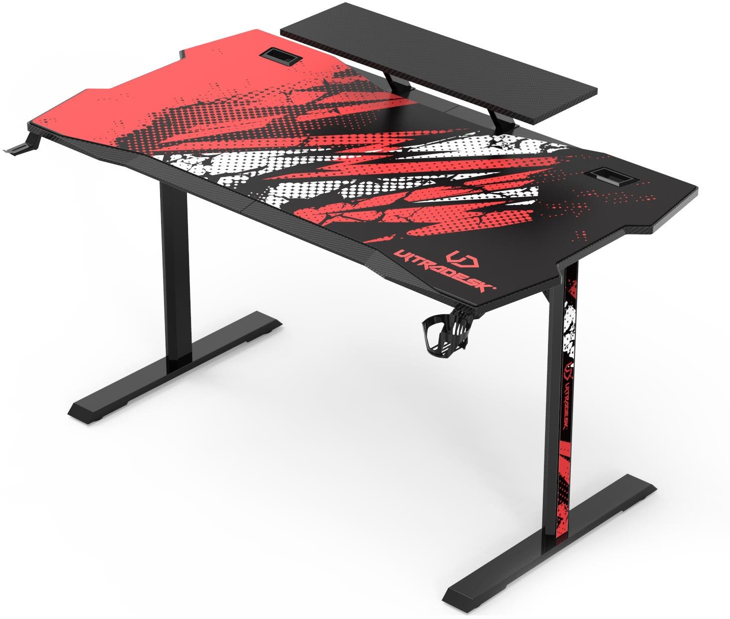 Gaming asztal Ultradesk Atomic fekete-piros