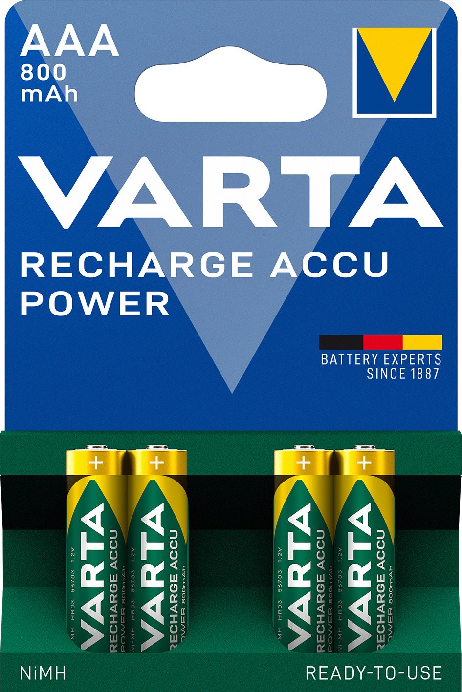 VARTA Recharge Accu Power Tölthető elem AAA 800 mAh R2U 4 db