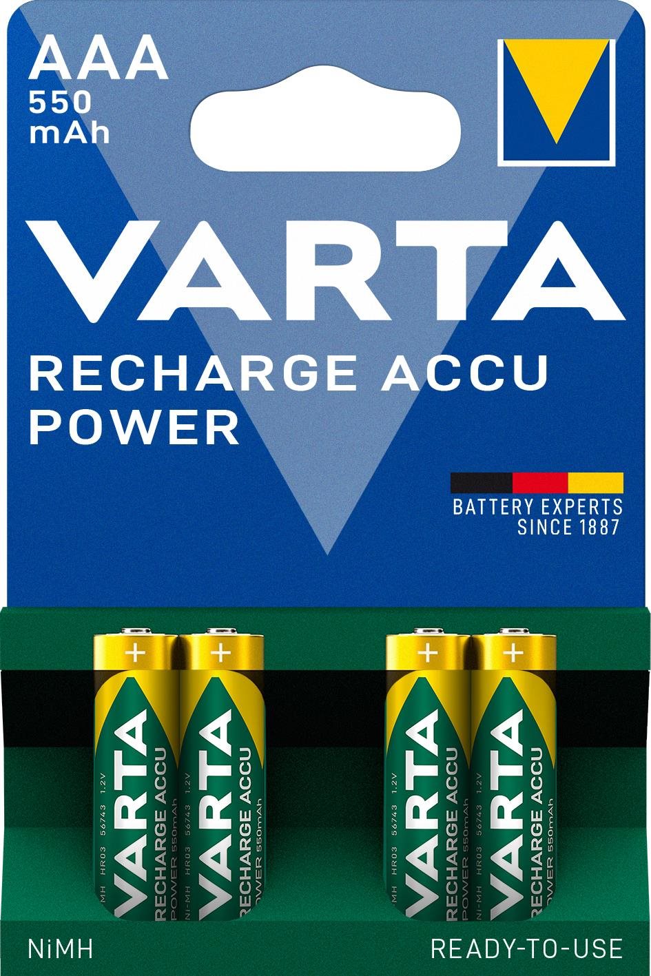 VARTA Recharge Accu Power Tölthető elem AAA 550 mAh R2U 4 db