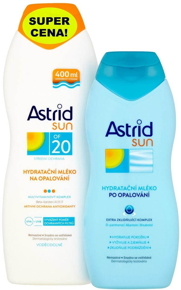 Kozmetikai szett ASTRID SUN hidratáló krém SPF 20,400 ml + hidratáló után naptej 200 ml