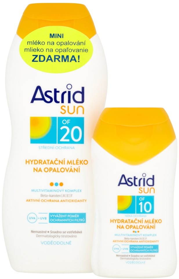 Kozmetikai szett ASTRID SUN hidratáló naptej SPF 20 200 ml + hidratáló naptej SPF 10 100 ml