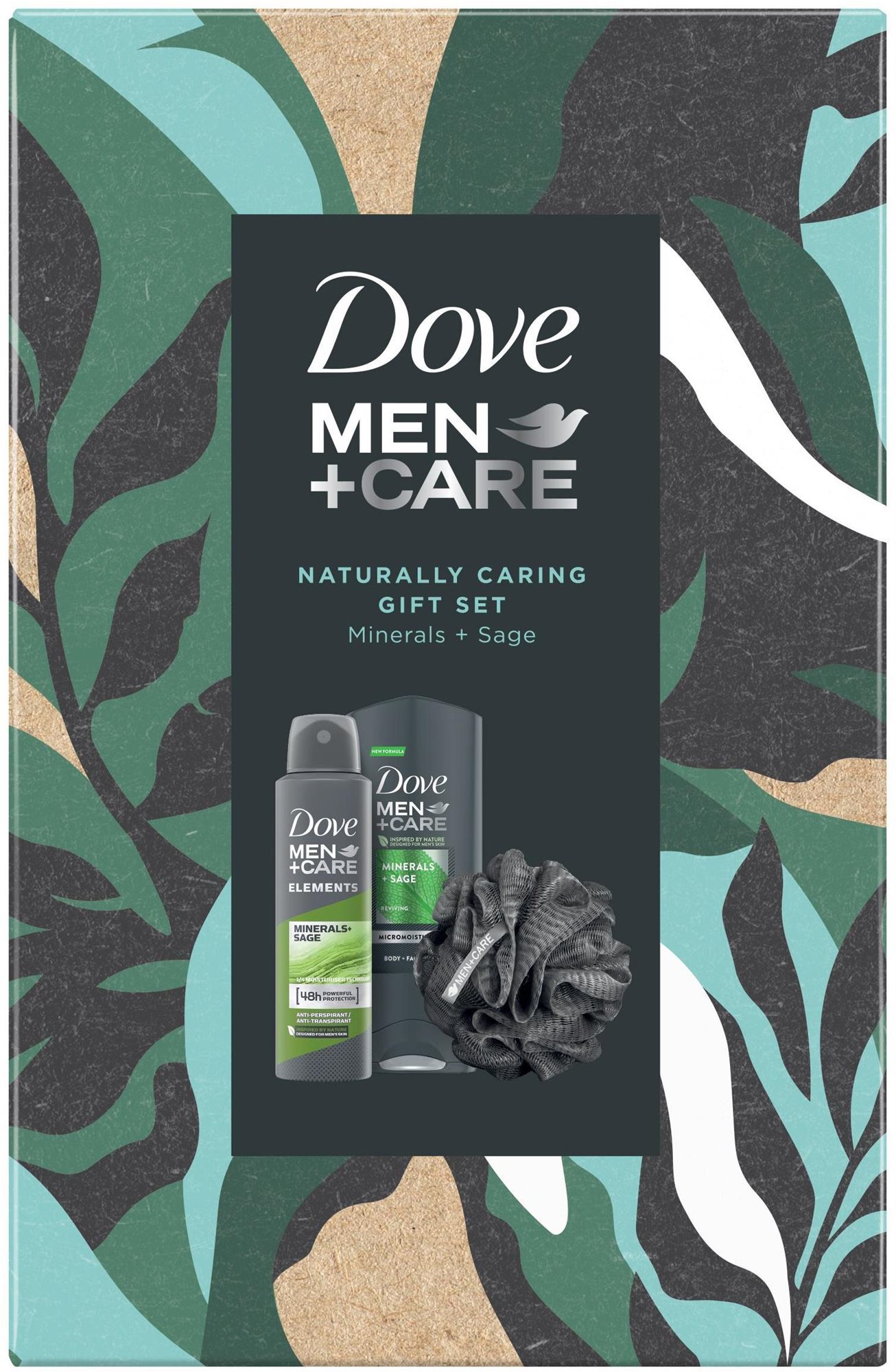 DOVE Men+Care ajándékcsomag férfiaknak fürdőszivaccsal