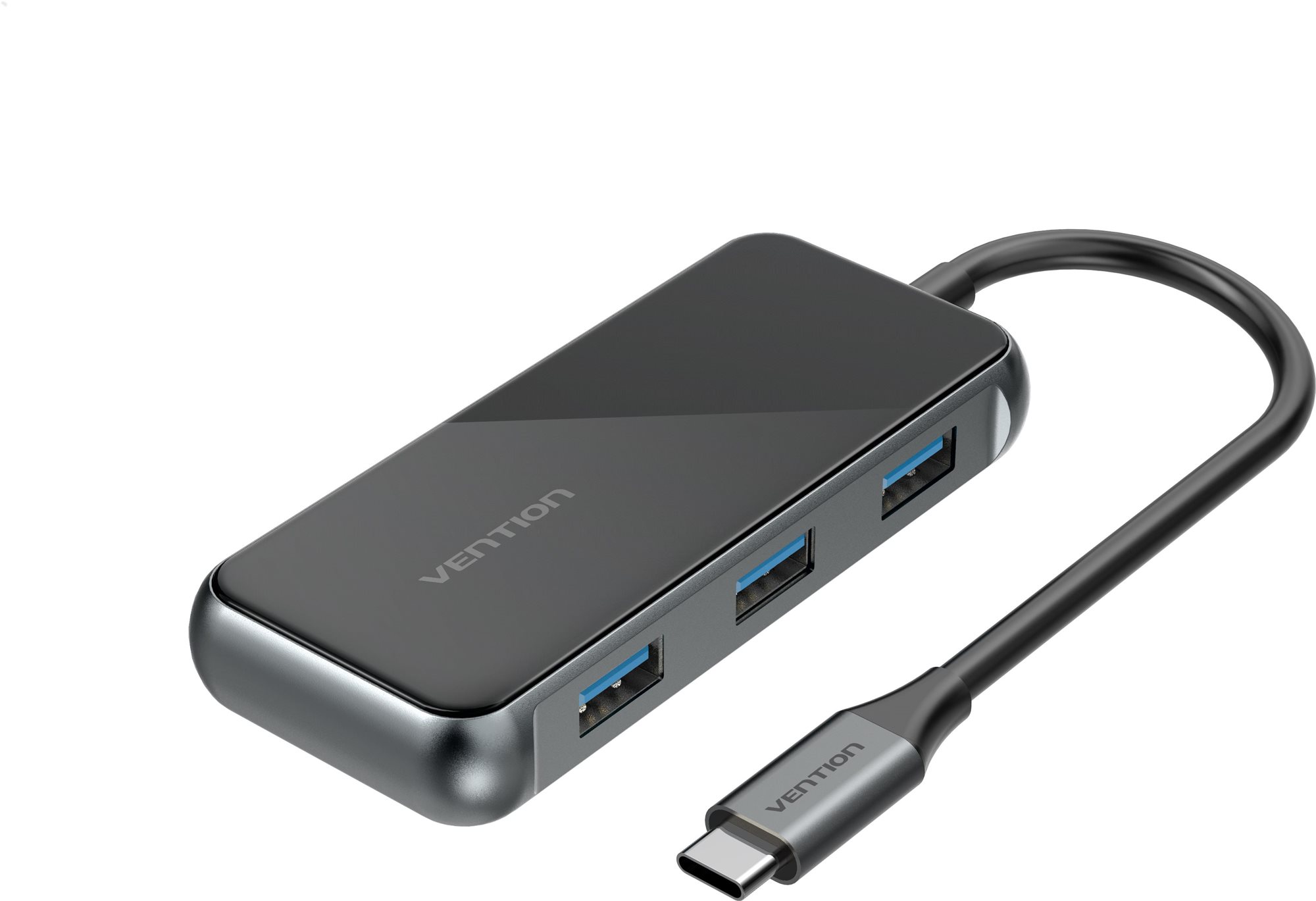 Vention Type-C (USB-C) to HDMI / 3x USB3.0 / RJ-45 / PD Docking Station 0.15m Gray Mirrored Surface