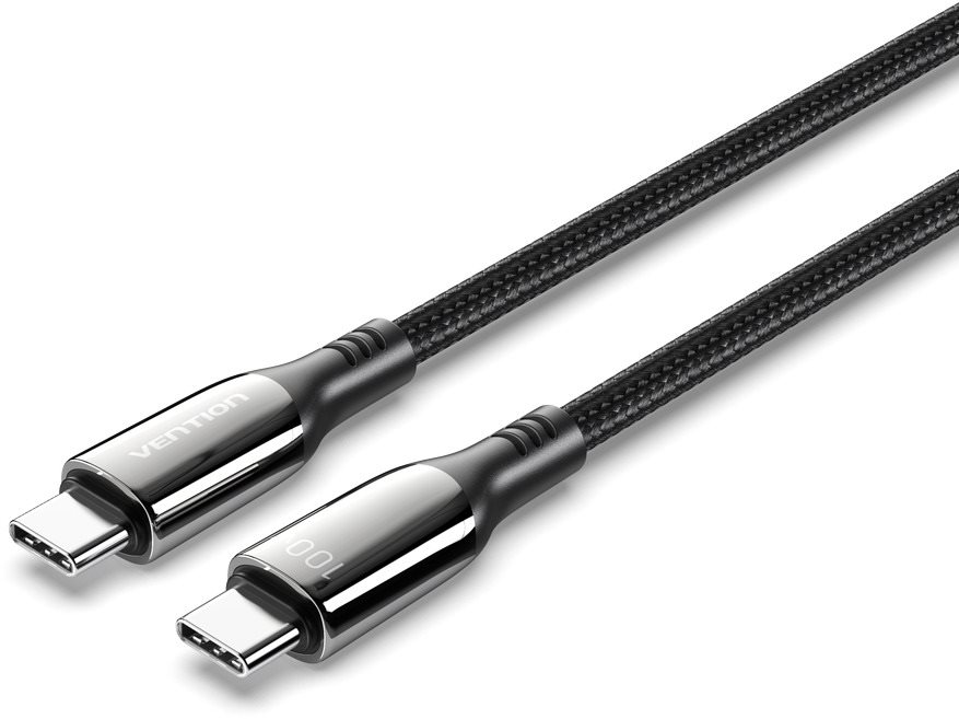 Vention Cotton Braided USB-C 2.0 5A Cable 1.2m Black Zinc Alloy Type