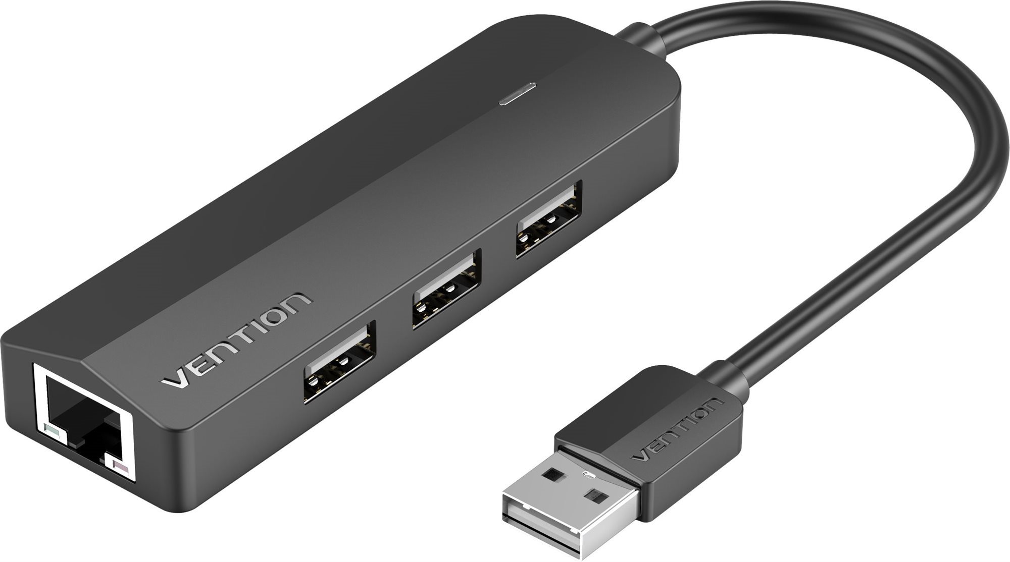 Vention 3-Port USB 2.0 Hub with 100Mbps Ethernet Adapter 0,15m Black