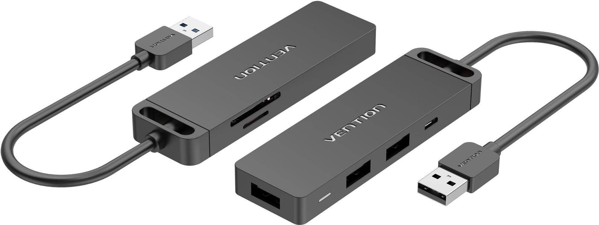 USB 2.0 - 3x USB / TF / SD / Micro USB-B HUB 0.15M fekete ABS típus