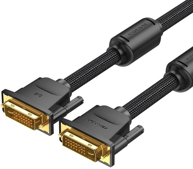 Vention Cotton Braided DVI Dual-link (DVI-D) Cable 0,5 m Black