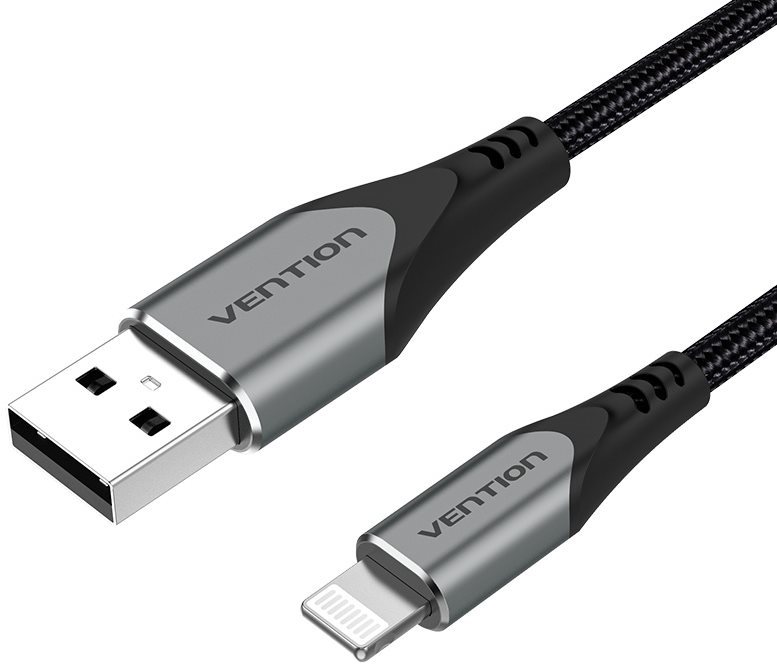 Vention Lightning MFi to USB 2.0 Braided Cable (C89) 1.5m Gray Aluminum Alloy Type