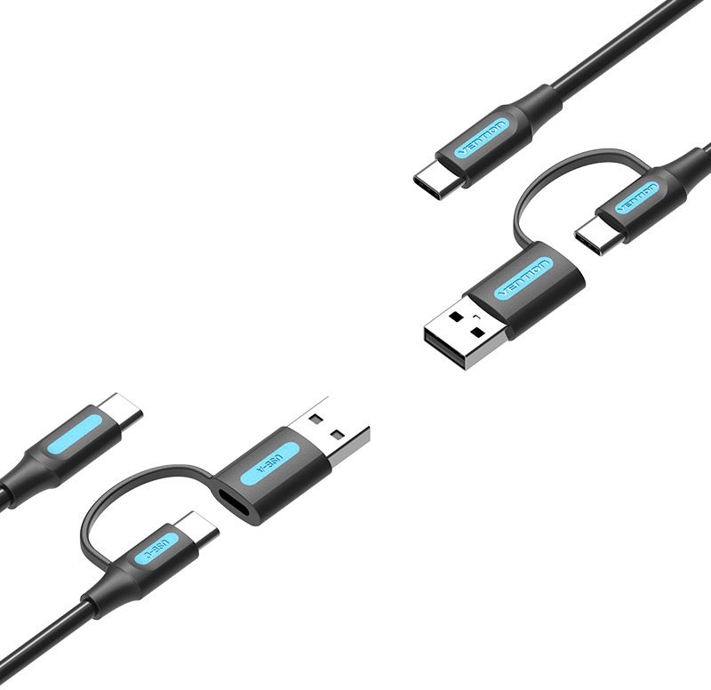 Vention USB-C + USB-A to USB-C Cable 0.5m Black PVC Type