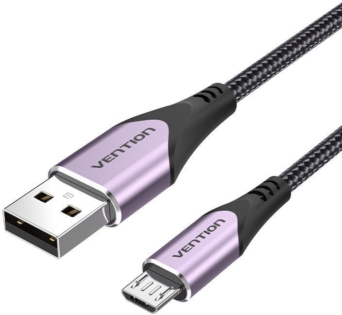 Vention Cotton Braided Micro USB to USB 2.0 Cable Purple 1m Aluminum Alloy Type