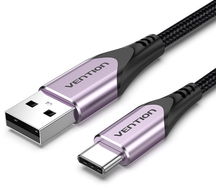 Vention Cotton Braided USB-C to USB 2.0 Cable Purple 1m Aluminum Alloy Type