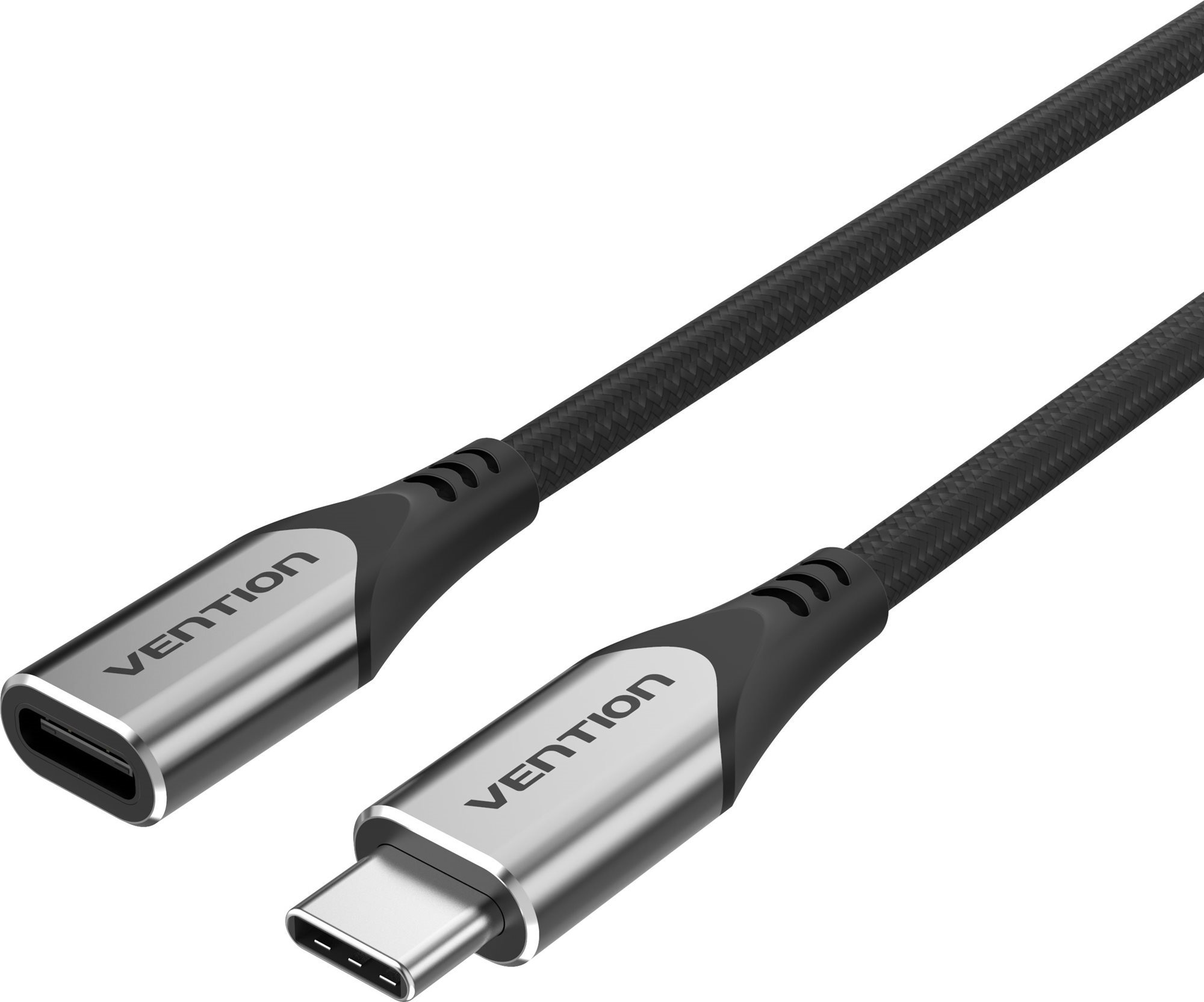 Vention Nylon Braided Type-C (USB-C) Extension Cable (4K / PD / 60W / 5Gbps / 3A) 0.5m Gray
