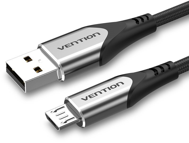Vention Luxury USB 2.0 to microUSB Cable 3A Gray 0.25m Aluminum Alloy Type