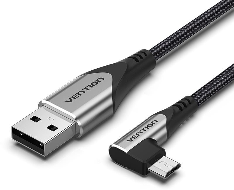 Vention Reversible 90° USB 2.0 to micro USB Cotton Cable Gray 0.25m Aluminium Alloy Type
